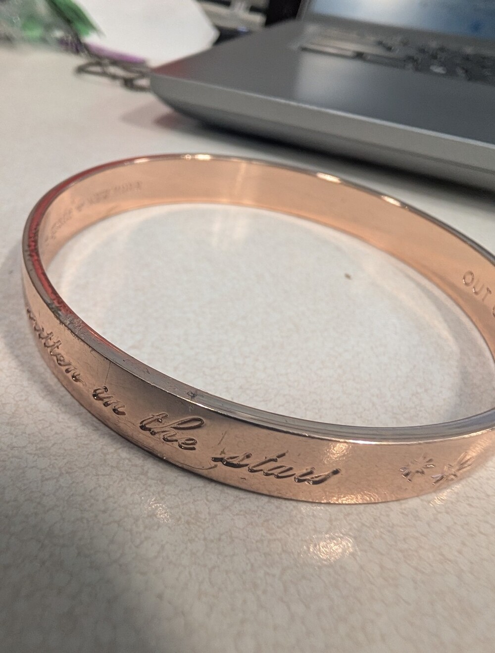 Kate Spade Rose Gold Engraved Women's Bangle Bracelet